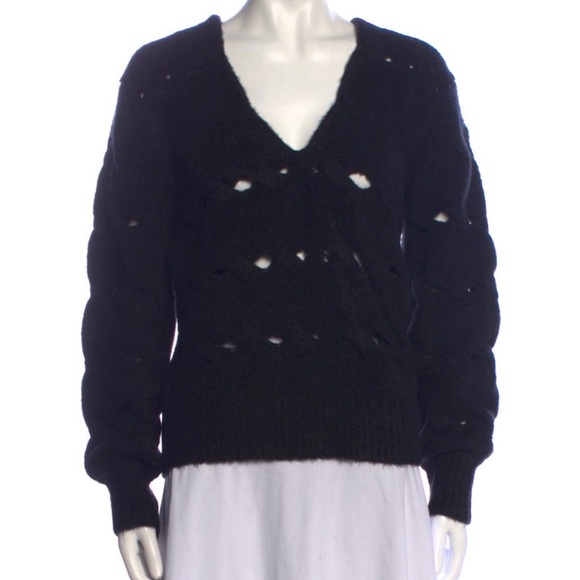 Joie Aaliya V-Neck Pullover Sweater Chunky Knit Black Sweater Size S, NWOT - Picture 1 of 7